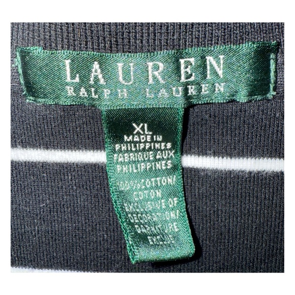Lauren Ralph Lauren - Black Striped Polo Shirt - Classic Fit - 100% Cotton - XL - Picture 5 of 6